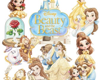 55+ Belle Watercolor Clipart Bundle: Beauty and the Beast PNG Images Beauty and Beast png,Belle PNG Clipart Bundle,Princess shirt