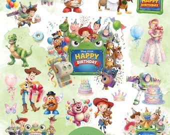 110+ Toy Story 5 Birthday PNG, Woody Buzz Jessie Birthday Clipart, Toy Story Birthday Party PNG, Digital Download