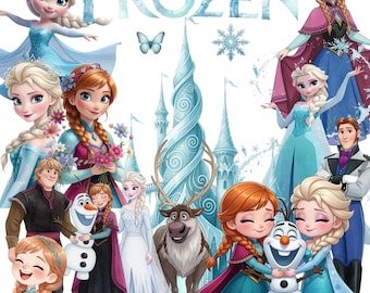 130+Frozen PNG Bundle, Frozen Clipart, Anna Elsa Olaf PNG, Princess Cartoon PNG Images, Frozen Birthday Clipart, Digital Download