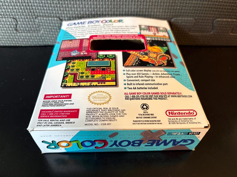 Gameboy Color Gameboxart 1999 Nintendo Game Boy Color (TEAL) - Empty Custom Design Display Box ...