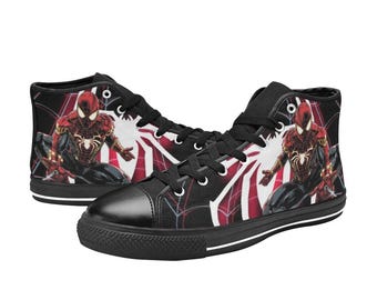 Spiderman Custom Shoes Painted High Top Sneakers Custom Footwear