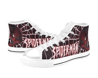 Zapatos personalizados de Spiderman, zapatillas altas pintadas, calzado personalizado