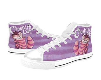 Zapatos personalizados de gato de Cheshire de Alicia en el País de las Maravillas, zapatillas altas pintadas, calzado personalizado