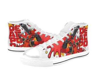 Deadpool Custom Shoes Painted High Top Sneakers Custom Footwear