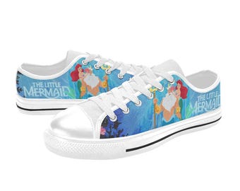 Scarpe personalizzate La Sirenetta Sneakers basse dipinte Calzature personalizzate