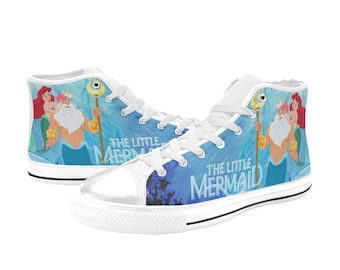 Scarpe personalizzate La Sirenetta Sneakers alte dipinte Calzature personalizzate