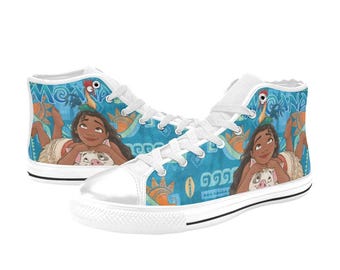 Moana Custom Shoes Painted High Top Sneakers Custom Footwear