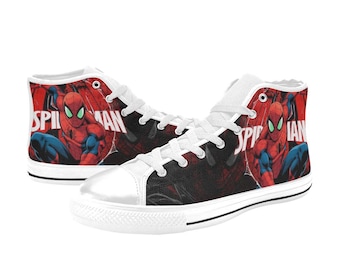 Zapatos personalizados de Spiderman, zapatillas altas pintadas, calzado personalizado