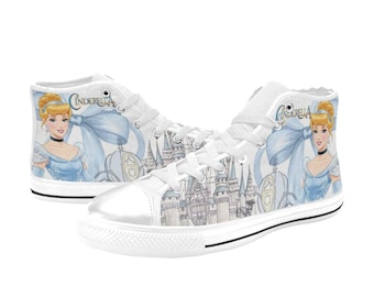 Cinderella Custom Shoes Painted High Top Sneakers Custom Footwear