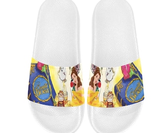 Sandalias Slide Calzado Personalizado de La Bella y la Bestia Personalizado