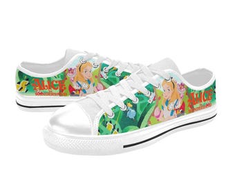 Alice In Wonderland Custom Shoes Painted Low Top Sneakers Custom Footwear