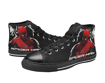 Zapatos personalizados de Spiderman, zapatillas altas pintadas, calzado personalizado