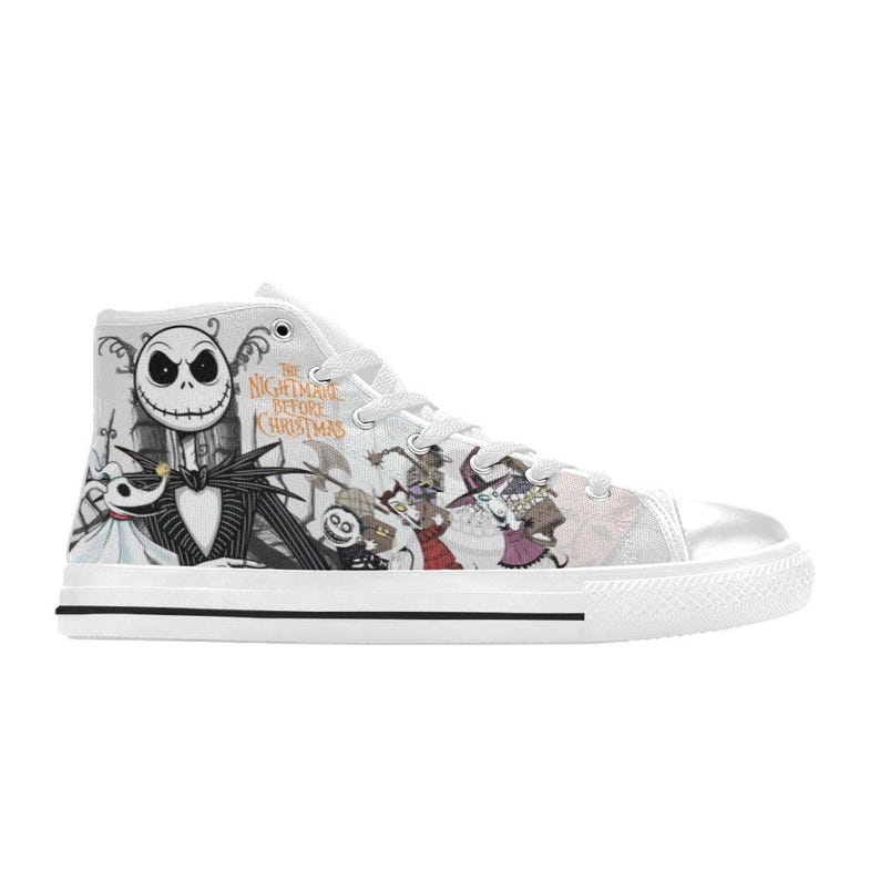 Zapatillas altas pintadas a mano de Pesadilla antes de Navidad. Calzado personalizado. imagen 9