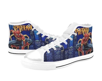 Spiderman Custom Shoes Painted High Top Sneakers Custom Footwear