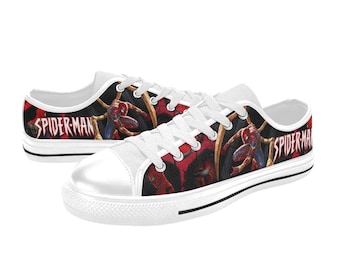 Aangepaste schoenen Spiderman Geschilderde lage sneakers aangepast schoeisel