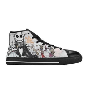 Zapatillas altas pintadas a mano de Pesadilla antes de Navidad. Calzado personalizado. imagen 11