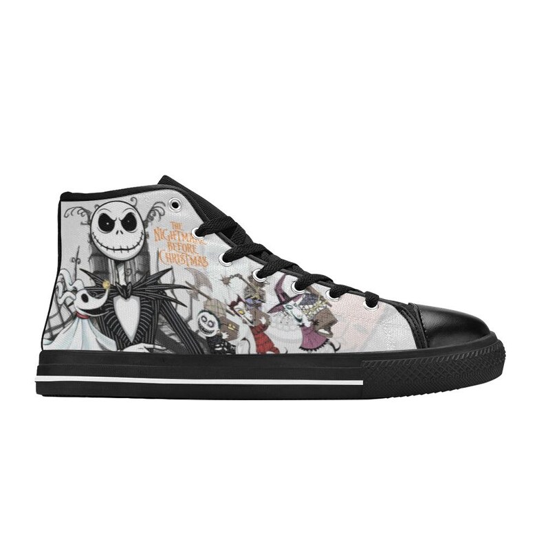 Zapatillas altas pintadas a mano de Pesadilla antes de Navidad. Calzado personalizado. imagen 11