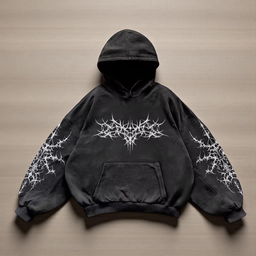 Y2K Fleece Padded Zipper Hoodie, Street Hip Hop Sweatshirt