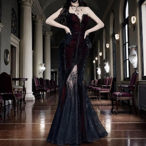 grunge formal dress Ultimate '90s Princess Grunge Waffle Dress in Black with Lace Mesh Sleeve Detail main image 0