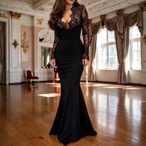 chinese dress ladies Deep V-Neck Long Prom Dress with Lace-Up Corset– PromGirl main image 1