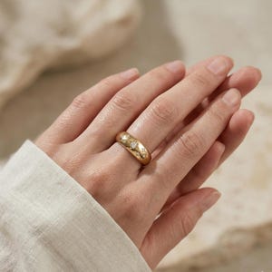 925 Silver Gold finish Starburst Ring, Dainty Celestial Band , All Size available