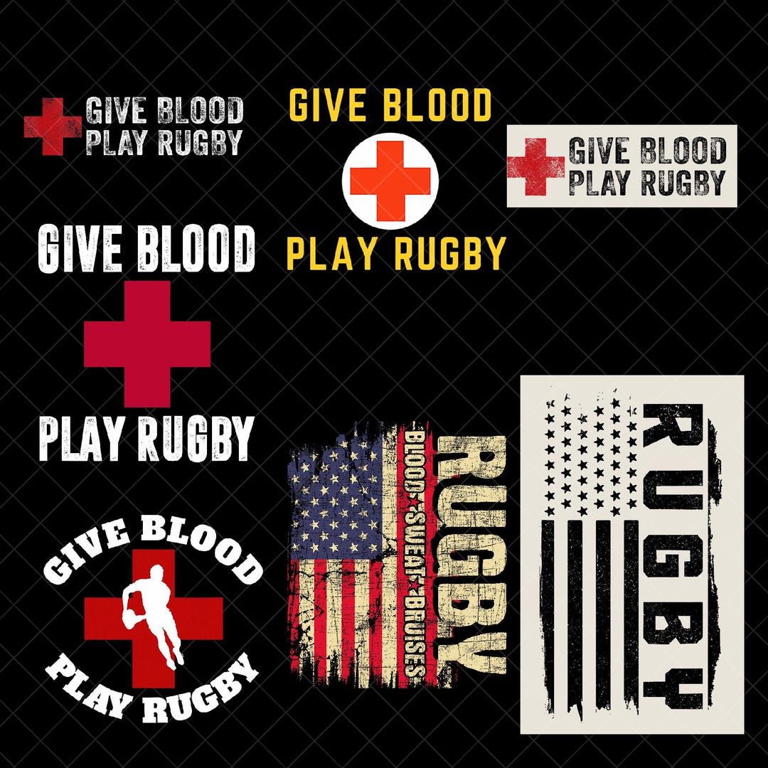 Rugby PNG Bundle, Give Blood Play Rugby Quotes With Red Cross and Flag ...