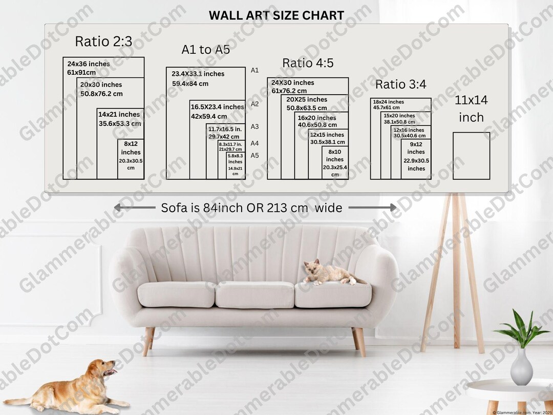 Wall Art Size Chart Printable, Frame Size Guide (digital Download ...