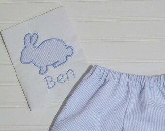 Personalized Bunny shirt, Easter monogrammed Seersucker shorts and shirt, matching brother sister 6m,12m,18m,2t,3t,4t,5