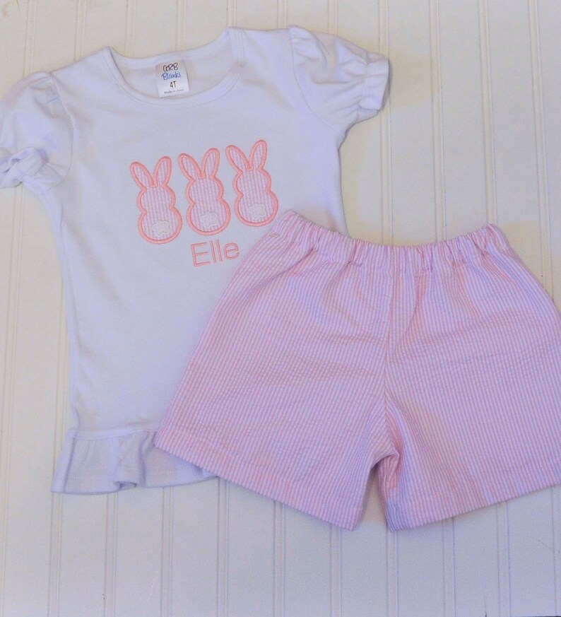 Baby Boy Easter Outfit/ Personalized Shirt/ Three Bunny Shirt Etsy