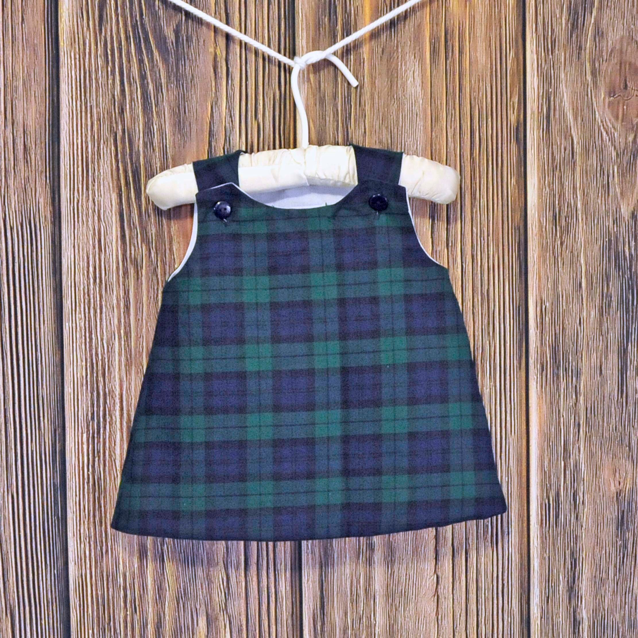 Navy and Green Plaid Jumper Dress 