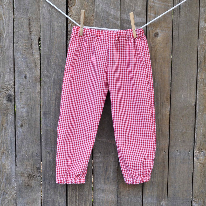 Bubble Pants Blue Gingham elastic hem pants for boys or Etsy