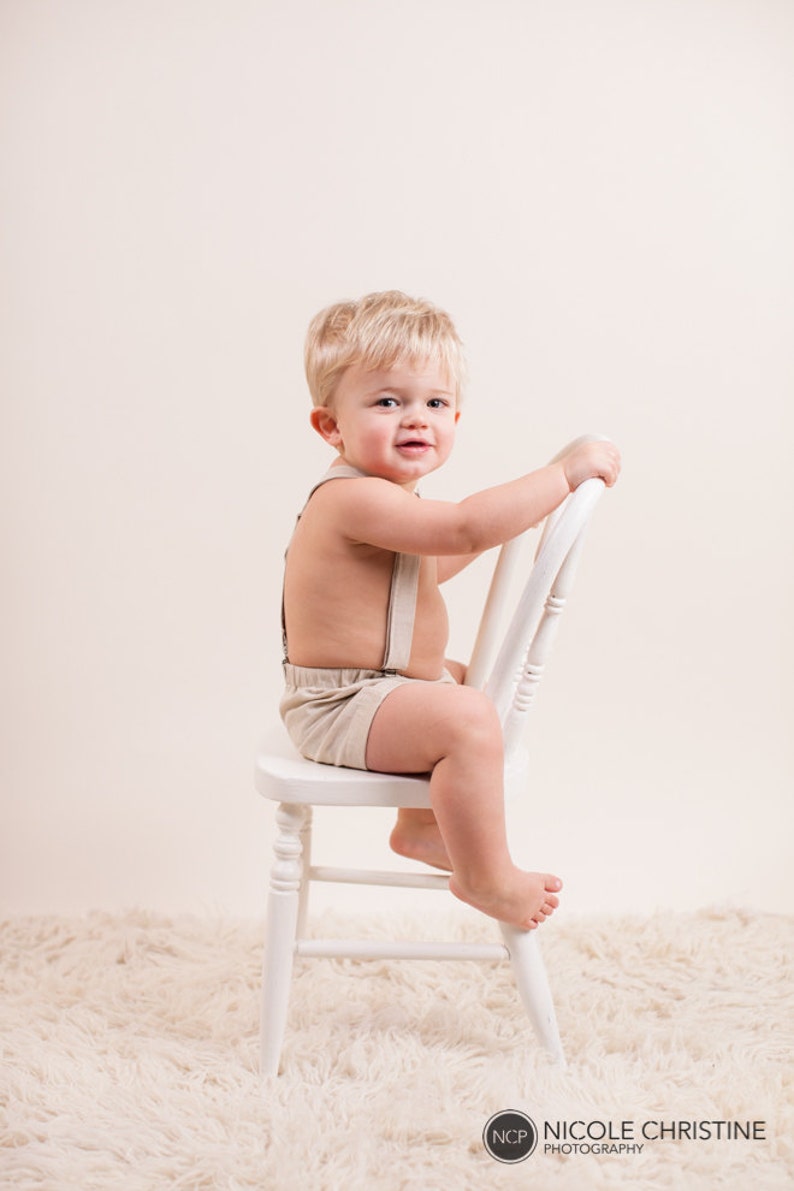 Boys Linen Shorts With Matching Suspenders Ring Bearer Outfit Etsy