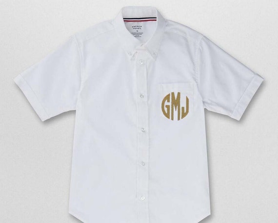 Boys White Oxford Shirt, Monogrammed Short Sleeve Shirt, Ring Bearer clothes, Beach Wedding, Photos, Graduations...2t,3t,4,5,6,7,8,10,12