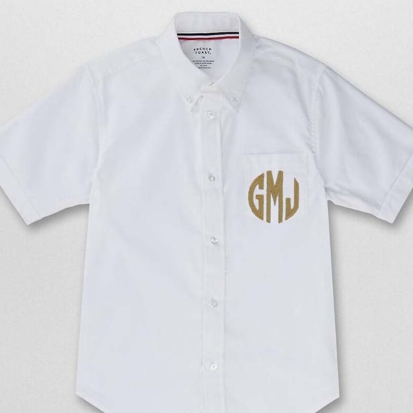 Boys White Oxford shirt, Monogrammed Short Sleeve Shirt, Ring Bearer clothes, Beach Wedding, Photos, Graduations...2t,3t,4,5,6,7,8,10,12