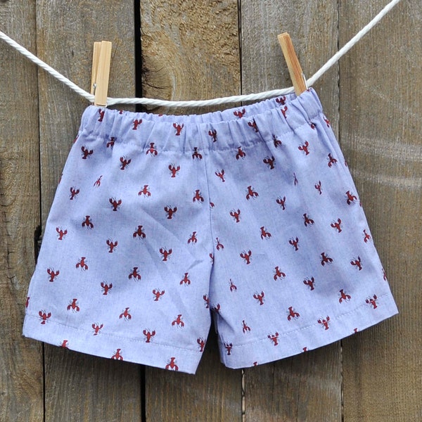 Crawfish shorts, Lobster pants, Childrens cotton chambray trousers, Great NOLA baby gift 3m-12yrs