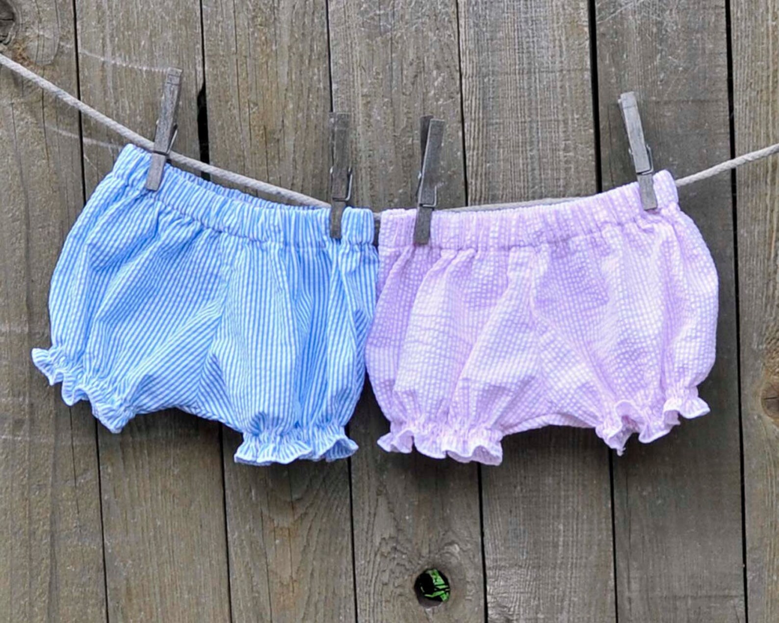 Dottie Bow Diaper Cover - Light Pink Seersucker Gingham