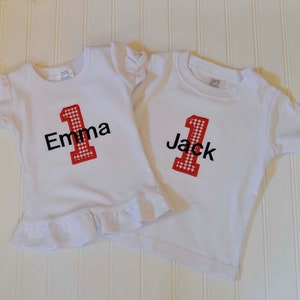 First birthday shirt, gingham number applique shirt 6m,12m,18m,2t,3t,4t,5,6