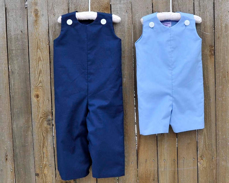 Navy Jon Jon or dress, Light Blue romper, longalls shortall, many colors, can be monogrammed with add on... size 3m,6m,9m,12m,18m,2t,3t 