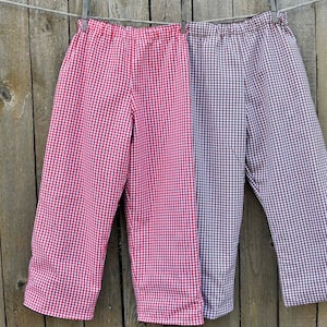 Boys Gingham shorts or pants, many colors checked plaid gingham, sibling matching outfit 6m,9m,12m,18m,2t,3t,4t,5,6,7,8,10,12 image 3