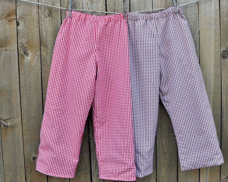 Boys Gingham shorts or pants, many colors checked plaid gingham, sibling matching outfit 6m,9m,12m,18m,2t,3t,4t,5,6,7,8,10,12 image 3