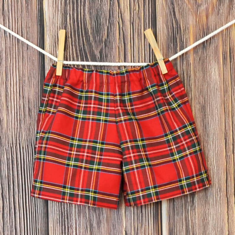 Red Plaid Shorts Boys Plaid Pants Lightweight Cotton Tartan Etsy