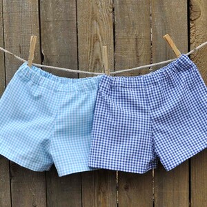 Boys Gingham shorts or pants, many colors checked plaid gingham, sibling matching outfit 6m,9m,12m,18m,2t,3t,4t,5,6,7,8,10,12 image 10