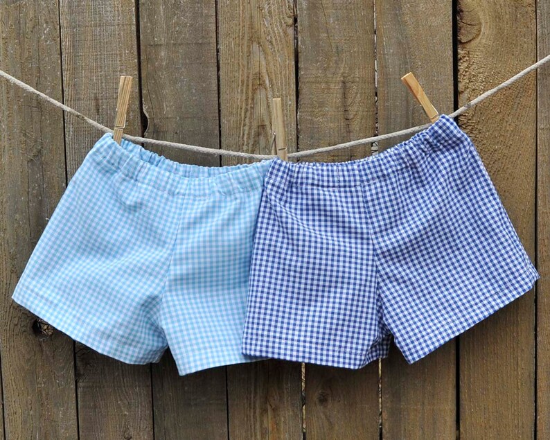 Boys Gingham shorts or pants, many colors checked plaid gingham, sibling matching outfit 6m,9m,12m,18m,2t,3t,4t,5,6,7,8,10,12 image 10