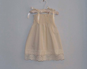 Rustic Lace Flower Girl Dress...Rustic Wedding... Cream, Ivory or White... Eco-friendly...6m,9m,12m,18m,2t,3t,4t,5,6,7,8