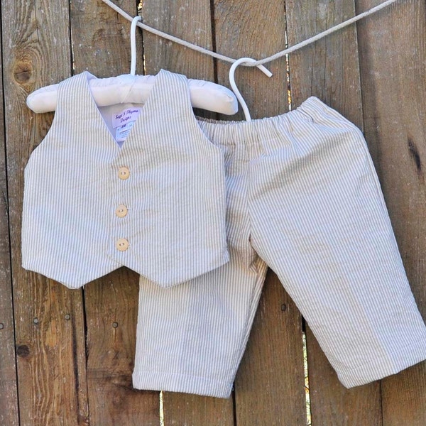 Boys Khaki Vest Etsy