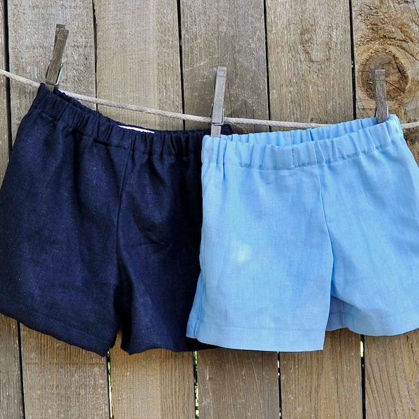 Blue linen shorts, toddler boy linen shorts, white navy grey black ivory natural 3m,6m,9m,12m,18m,2t,3t,4t,5,6,7,8