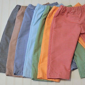 Boys Gingham shorts or pants, many colors checked plaid gingham, sibling matching outfit 6m,9m,12m,18m,2t,3t,4t,5,6,7,8,10,12 image 9