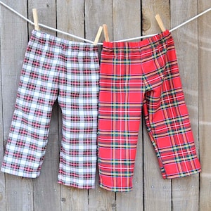 Red Christmas pants, lightweight red and ivory plaid shorts for boys and girls, tartan Thanksgiving clothes 3m,6m,9m,12m,18m,2t,3t,4t,5,6,7 Bild 5