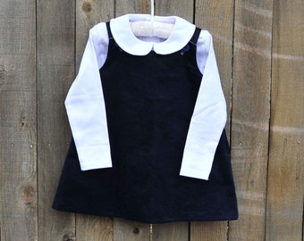 Baby Girl Navy Corduroy Dress, Christmas Jumper dress or jon jon romper, shirt or monogram available with add on