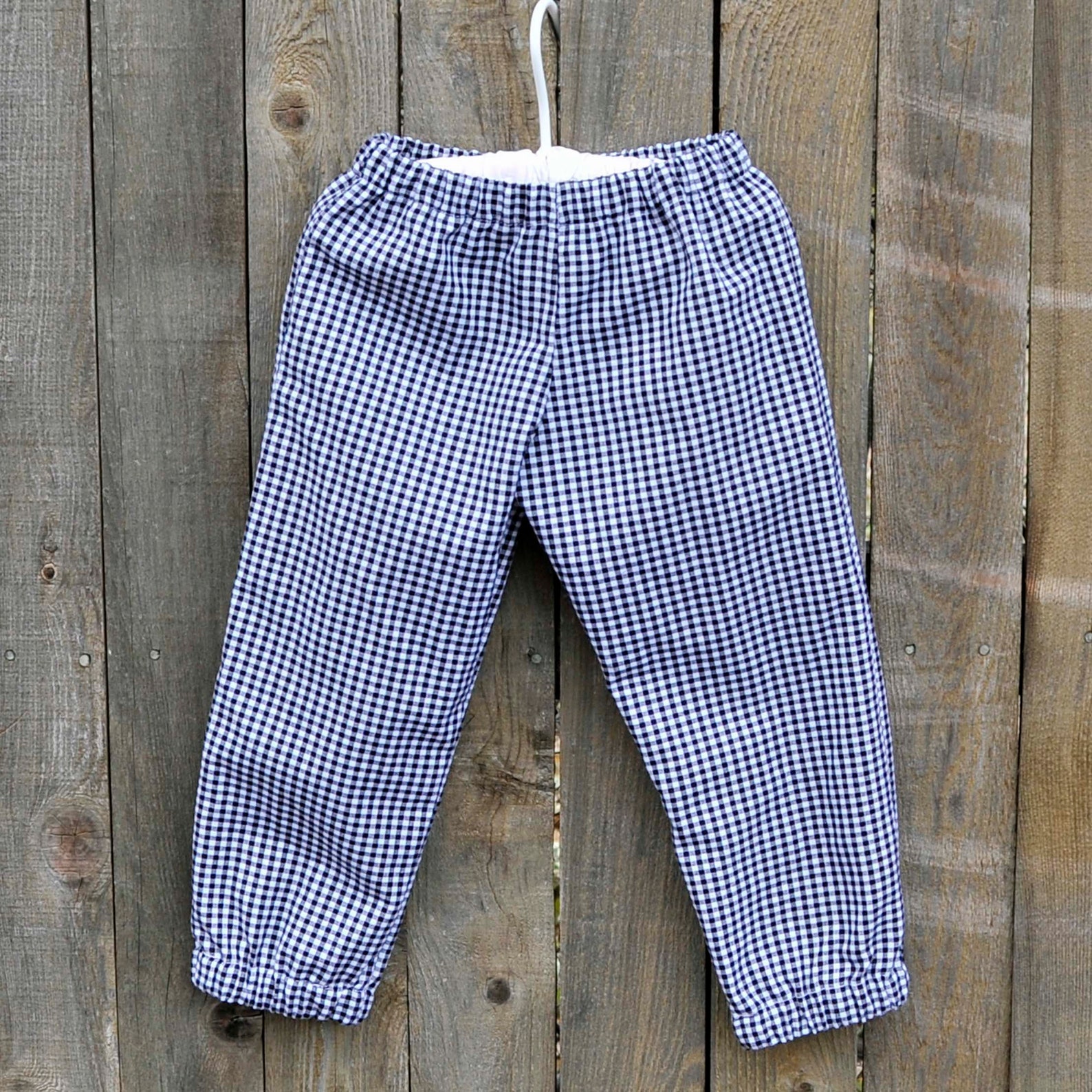 Bubble Pants Blue Gingham elastic hem pants for boys or | Etsy